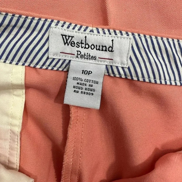 Westbound Petites SZ 10P Dress Pants Flat Front Flare Burn Coral Adjustable - Picture 7 of 8